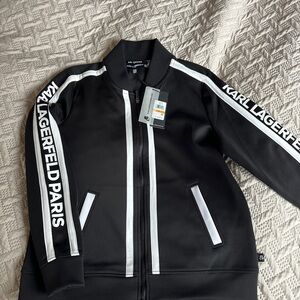 Karl Lagerfeld Black Jacket with White Stripes